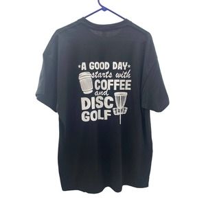 Disc Golf And Coffee HYZER Good Day XL Graphic T-Shirt Gildan BLACK